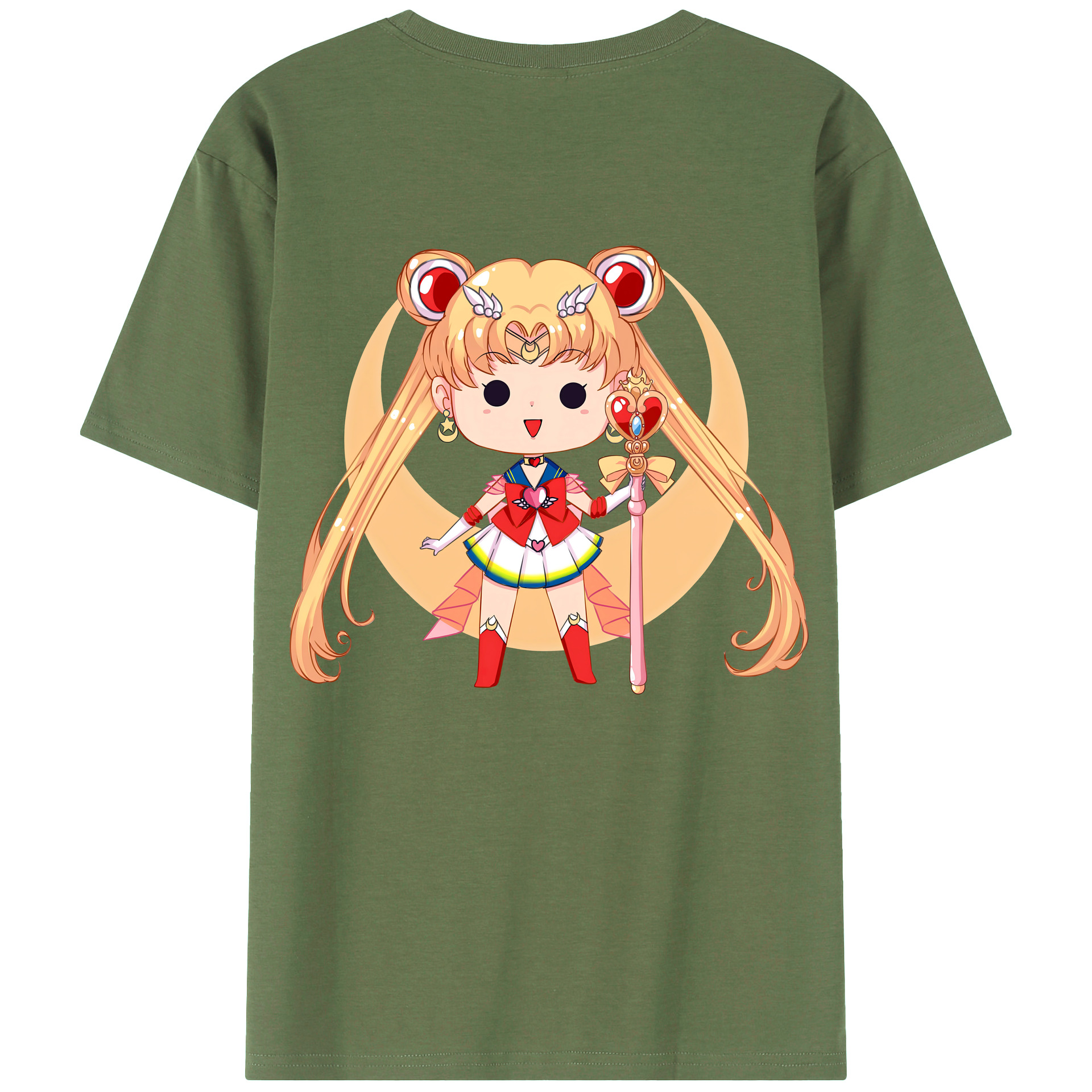 （画像用） 美少女戦士セーラームーン 月野 うさぎ つきの うさぎ Sailor Moon Tsukino Usagi 綿100％ メンズ半袖Tシャツ（バックプリント） 通気性
